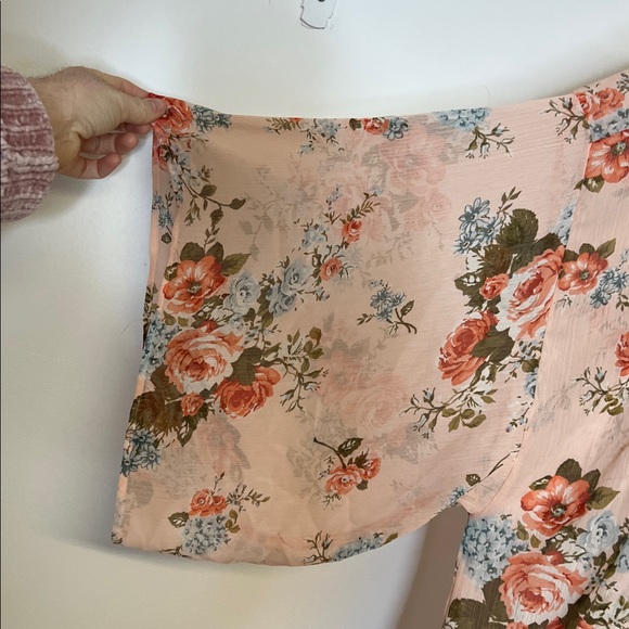 B.O.G. Collective Pink Floral Kimono Cardigan- M/L - Picture 3 of 6